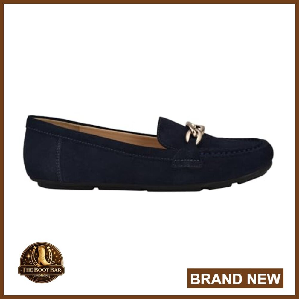 Suede Loafers with Chain Detail Slip-On Comfort Work to Weekend - Picture 5 of 6